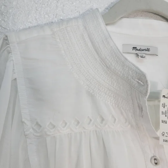 Madewell Puff-Sleeve Band-Collar Shirt Size 12 NWT - Picture 6 of 11